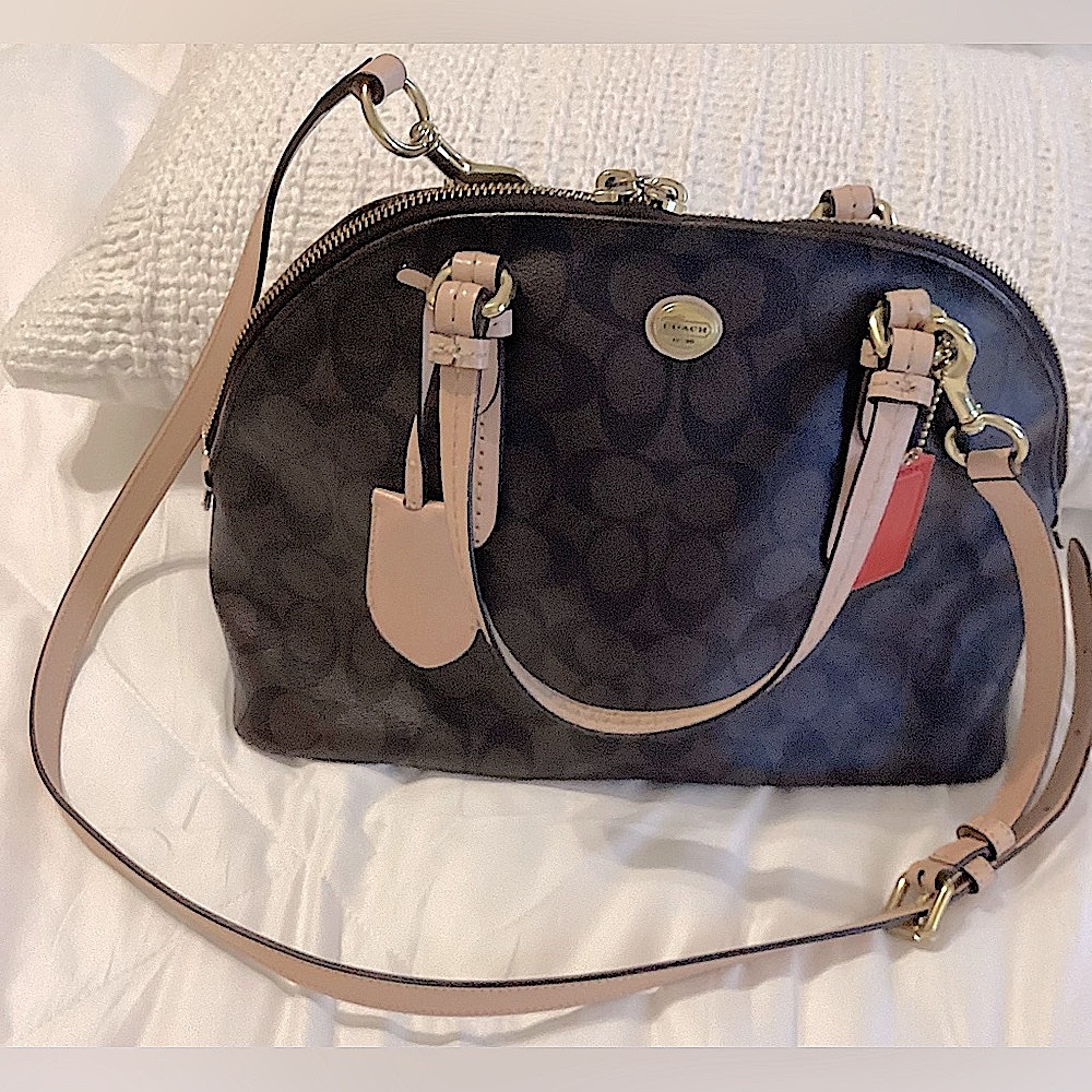 Coach Purse, Brown and Tan, 2 Straps included